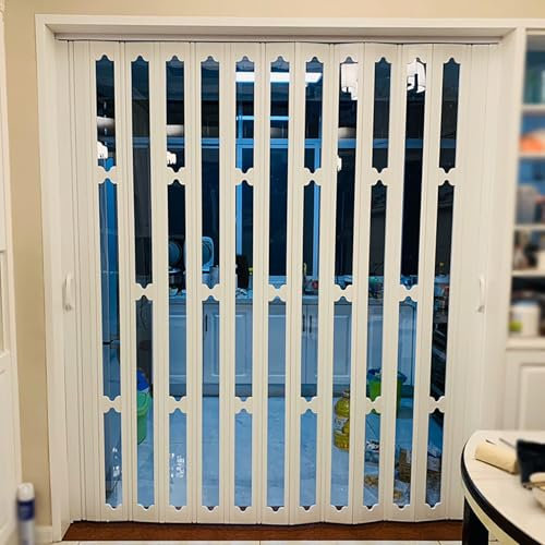 Porta A Soffietto Porte A Libro Porte pieghevoli scorrevoli a scomparsa a fisarmonica, porte pieghevoli trasparenti portatili per interni cucina, casa, negozi - 200 201 203 205 210 cm di altezza, bian