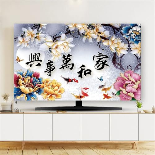 Hixingo Funda Antipolvo TV, Patrón Flor de Magnolia 3D Cubierta Television Interior 32-80inch Cubierta Antipolvo TV Funda Televisor Interior Protector de Televisión (Flor de Magnolia,40-43inch)