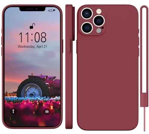 WXX für iPhone 12 Pro Hülle Silikon Case, Handyhülle für iPhone 12 Pro Dünn Slim mit Microfiber, Kratzfeste Rundumschutz Case Hülle für iPhone 12 Pro 6.1'' Dunkel Rot
