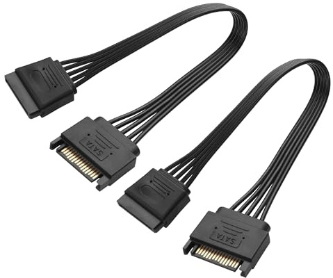 GINTOOYUN 2 confezioni da 15 pin SATA Power Extension Cable 18AWG 15 pin maschio a femmina SATA cavo di alimentazione per hard disk HDD (8,46 pollici)