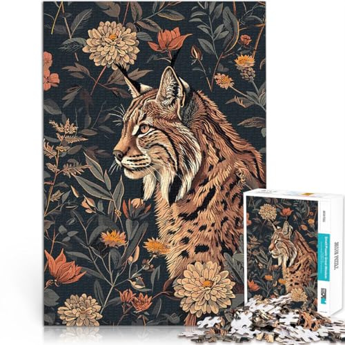 1000-Teile-Puzzle für Teenager Stressabbau – Staycation – Zeit totschlagen Luchs in Blüte Wunschliste mit dem Weihnachtsmann75x50cm
