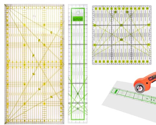 3 Pièces Regle Patchwork Couture,15x15cm/15x30cm/5x30cm Règle Omnigrid Transparente Avec Graduations en Cm et Indications D'angles,30° / 45° / 60°,pour Patchwork Japonais,Couture et Artisanat