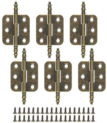 JJWNMLL 6PCS Hinges,Decorative Hinge,70*34mm Antique Bronze Cabinet Hinges | Mini Door Hinges with 36PCS Screws for Jewelry Box Drawer Wooden Box