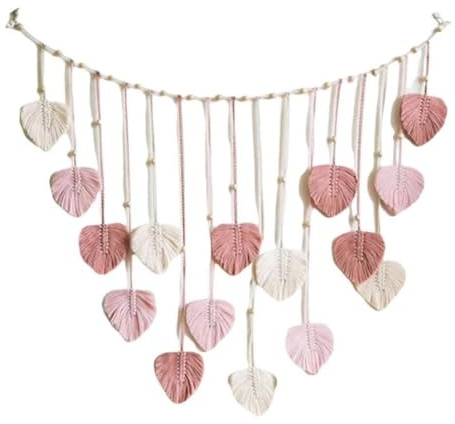 Flaroey Woven Leaves Macrame Wall Hanging Ornament, Handmade Woven Art Wall Tapestry Home Decoration for Bedroom Living Room A