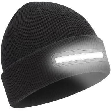 iN Beanie Hat with Light COB LED Hat with Light Built Super Bright Rechargeable Headlamp with 3 Light Modes, 700mAh Battery, Type-C Charging, Thinsulate Lined, for Outdoor, Camping, Running, Work