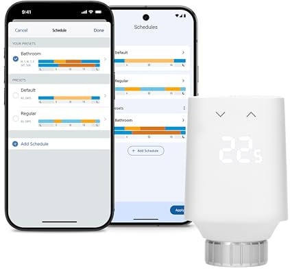 Eve Thermo (Matter, 5. Gen.): Smartes Heizkörperthermostat | neues Design mit Display, Heizkosten sparen, App & Sprache, für Alexa, Apple, SmartThings, Google, Thread Border Router nötig
