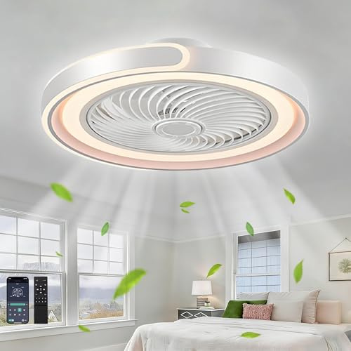 GZHXYJ 50cm Deckenventilator mit Beleuchtung Leise, 70W LED Dimmbar Deckenleuchte mit Ventilator und Fernbedienung APP, 3000K-6000K, 6-Gang, Timer, Lampe mit Ventilator für Wohn-, Schlaf-, Weiß