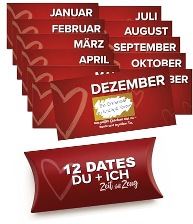 FORYOU24 Jahr Dates Rubbelaufkleber – Geschenk für Paare – 12 Monate Date Ideen zum Freirubbeln – Romantisches DIY Geschenk für Freundin, Freund & Ehepartner