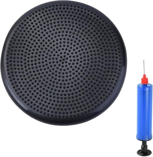 Balance Kissen, Ballkissen, Ballsitzkissen mit Pumpe | Orthopädisches Sitzballkissen, Luftkissen, Sitzkissen, Bürostuhl, für Core, Yoga, Rücken, Fitness, Reha, Koordination, 33cm