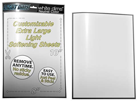 LightDims White Dims Light Dimming/Softening Sheets for Harsh LED Lights, Electronics and Appliances and More. Dims 15-30% of Light, 8”x10” Extra Large Size. (2 Sheets)