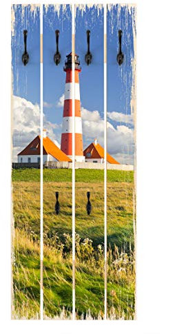 Motiv Maritim & Shabby Garderobe Leuchtturm S.-Holstein Haken schwarz 100 x 40cm