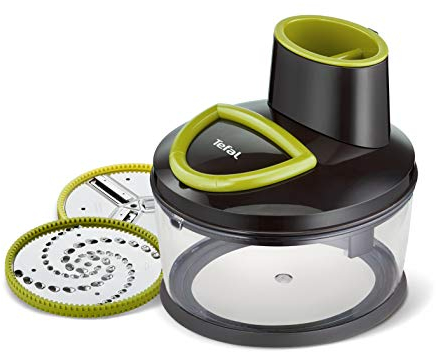 Tefal Découpe légumes 5 secondes manuel, Bol 1,2 L, 2 disques en acier inoxydable haute qualité, Râper + trancher en un seul geste, Verrouillage sécurisé, Base antidérapante, Nettoyage facile K1390114