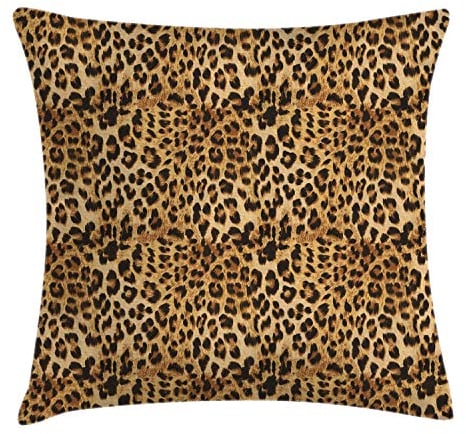 ABAKUHAUS Braun Kissenbezug, Leopard-Druck, Klöppelkissenhüllen mit Beidseitigen Druck Farbfest Waschbar und Reißverschluß, 60 x 60 cm, Braun