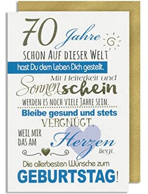 70 Geburtstag Karte Grußkarte Sonnenschein Foliendruck 16x11cm