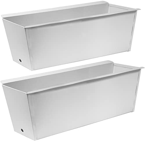 ARTECSIS Lot de 2 Jardinières Palette, Métal Blanc, 36x9x12cm, Trous de Drainage/Jardin