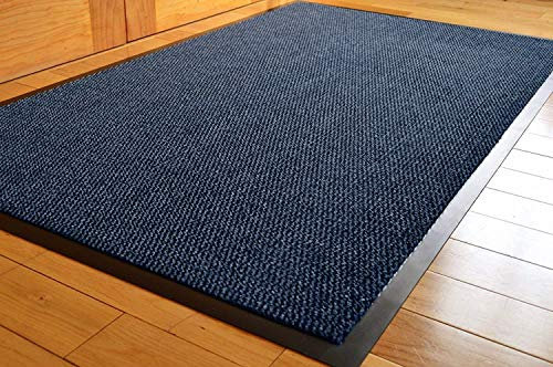 TrendMakers DOOR MATS BIG EXTRA LARGE (MIDNIGHT BLUE & BLACK) BARRIER MAT RUBBER EDGED HEAVY DUTY NON SLIP KITCHEN ENTRANCE HALL RUNNER RUG MATS 90x120CM (3ft x 4ft) | POLYPROPYLENE PILE