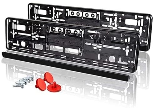 2 x Auto Nerds® Number Plate Holders – Number Plate Holder in Set with Screws and Vibration Protection for All Standard Cars – Number Plate Holder in Black – for Number Plate Size 520 x 110 mm