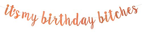 Rotgoldenes Glitzer-Spruchband „It's My Birthday Bitches“ – Happy Birthday Banner – Herzlichen Glückwunsch lustige Geburtstagsparty-Dekorationen