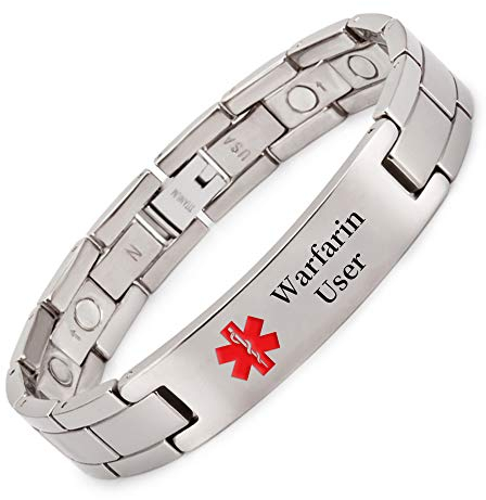 Armband für Herren, Titan, medizinisch, personalisierbar, 22 cm / 13 mm, Warfarin-Benutzer