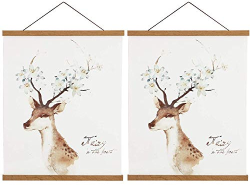 Sanauto Posterleiste Posterschiene Poster, Magnet Magnetische Holz Poster Aufhänger Halter Rahmen Leisten Bild Bilder Bilderleiste Bilderrahmen 25x50(25cm, Teak, 2 Packungen)