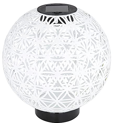 Kugelsolarleuchten für Außen Solarlampe orientalische Kugel LED Gartenkugeln Solar, Beton Optik in weiß Lichteffekt, 1x LED warmweiß, DxH 20x21 cm