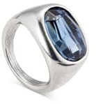 UNO de 50 Anillo En Aleación De Metales Bañado En Plata De Ley Con Cristal Facetado