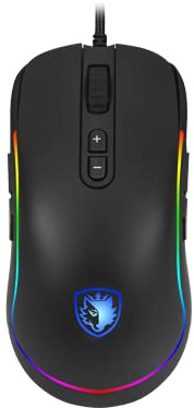 Sades Revolver Gaming-Maus, Verkabelung: 10.000 dpi, optischer Sensor, Chroma-RGB-Beleuchtung, 9 programmierbare Tasten, beidhändiges Design, bequemer ergonomischer Griff, PC-Gaming-Maus
