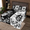 richhome Schädel Tagesdecke 170x210cm,Gothic Paar Skelett mit Schwert Steppdecke für Jungen Mädchen Bett,Bohemian Style Floral Schwarz Weiß Kinderzimmer Tagesdecke Bettüberwurf Ultra weich 2St