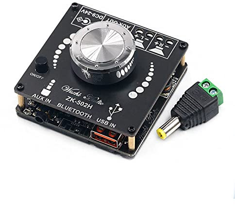ZK-502H 50Wx2 Digital Power Amplifier Board, TPA3116D2 HIFI 2.0 Stereo Bluetooth 5.0 Digital Power Amplifier Module Adjustable Volume for Speaker Sound System