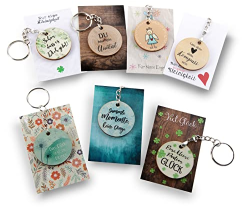 Logbuch-Verlag 7 kleine Geschenke Gäste Glücksbringer Sprüche Freunde Kinder Gastgeschenke Geburtstag Holz