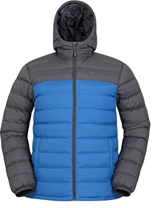 Mountain Warehouse Seasons Men's Jacket - lined, lightweight, water-resistant rain Jacket, microfibre filling - ideal for winter, Intense blue., XXS