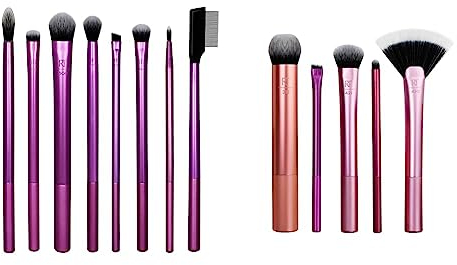REAL TECHNIQUES Everyday Eye Essentials Pinceaux pour Fard à Paupières, 8 Pièces & Artist Essentials Ensemble complet de pinceaux de maquillage pour maquilleur professionnel
