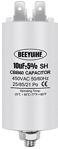 BEEYUIHF CBB60 10uf Condensateur de Démarrage 10µF Moteur condensateur 35 x 65 mm 50 / 60Hz 450VAC avec vis M8 pour moteur électrique/sèche-linge/Machine à Laver