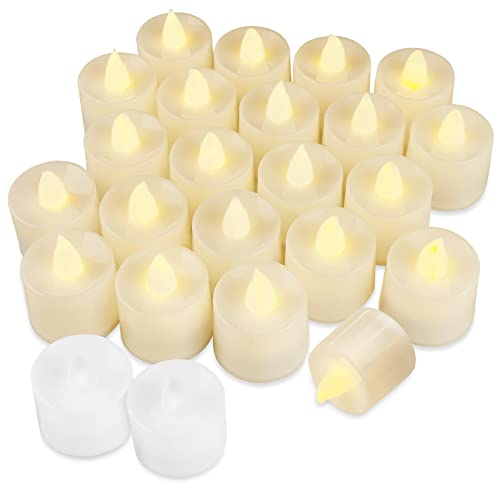 Firschoie 24 Velas LED, LED Parpadeante velas sin llama, Velas de té,Velas realistas a Pilas, Con cálida luz amarilla,Se puede utilizar para picnics, al aire libre, decoración de bodas