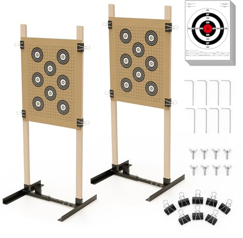 KNINE OUTDOORS Shooting Target Stand for Outdoors, Durable Paper Target Holder with Stable Adjustable Base for Paper Shooting Targets Cardboard Silhouette, H Shape, USPSA/IPSC, IDPA Practice, 2 Pack