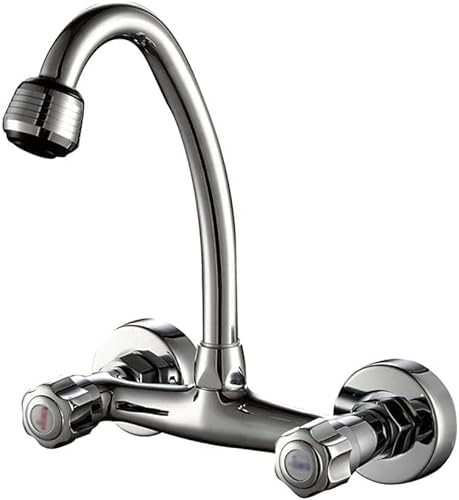 Küchenarmatur Wandmontage Küchen Armatur Mischbatterie Küche Chrome 360° Drehbar Küche Wasserhahn Spüle Amatur Küchenspüle Spülenarmatur