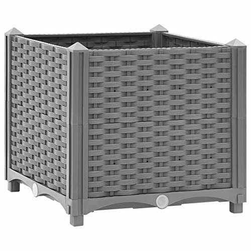 Homgoday Hochbeet 40 x 40 x 38 cm aus Polypropylen, Pflanzgefäß für den Außenbereich, Gitter-Pflanzgefäß für Garten, Balkonkasten