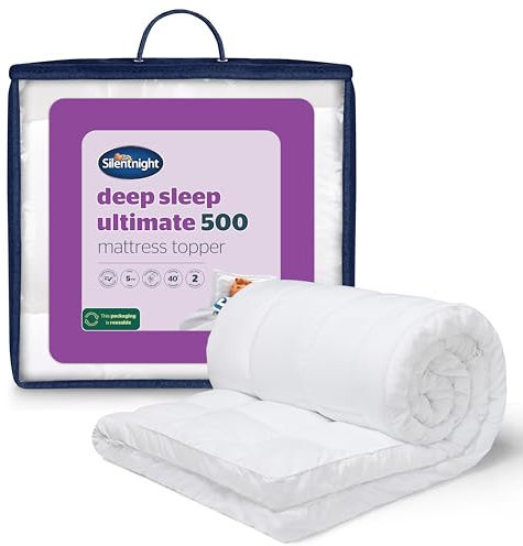Silentnight Deep Sleep 5cm Double Mattress Topper - Luxury Soft 5cm Thick Deep Mattress Topper Enhancer Pad Protector with Easy Fit Straps - Hypoallergenic and Machine Washable - Double - 190x135cm