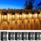 Lot de 6 Lampe Solaire Exterieur Rétro, LED Lumiere Solaire Exterieur IP65 Etanche Applique Murale Exterieur Solaire Décoration pour Jardin Cour Patio Balcon Clôture, 3000K Blanc Chaud Sans Fil