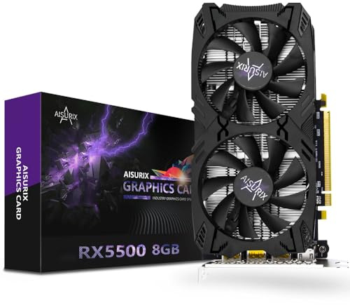 AISURIX RX 5500 8gb GDDR6 Graphics Card,128 Bit, 3XDP, HDMI, PCI Express 4.0X8, 8pin with Fan Intelligent System,Gaming PC Computer Video Cards with 3X DisplayPort +1X HDMI (5500)