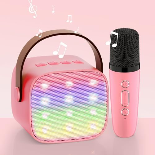 Kinder Karaoke Maschine, Neueste Karaoke Mikrofon Kinder, Geschenke für Mädchen Jungs,Mini Bluetooth Lautsprecher Geschenk Mädchen Stimmverzerrer-Spielzeug Spielzeug für 3 4 5 6 7 8 9 10+