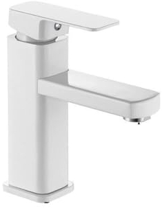Weißer Waschbecken-Wasserhahn, quadratischer Waschbecken-Wasserhahn, Warm- und Kaltwassermischer-Wasserhahn, Waschbecken-Wasserhahn, Tisch-Waschtisch-Wasserhahn
