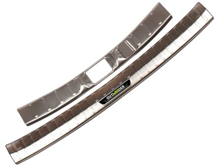 LNJMT 1 Stück Auto Heckstoßfänger Stoßstangenschutz für Mitsubishi Outlander 2013 2014 2015 2016 2017 2018 2019 2020 2021 Edelstahl Ladekantenschutz hinten Kratzfest Zubehör,Silver-Black