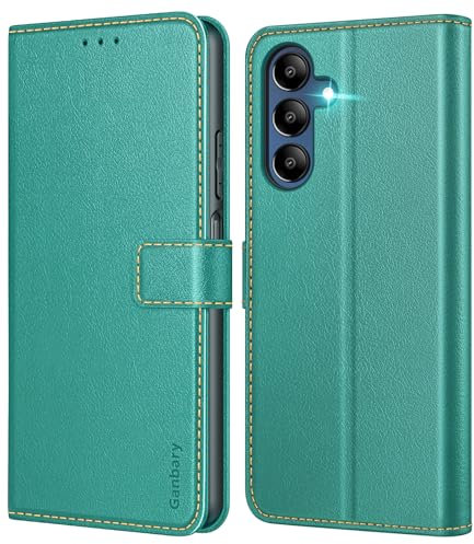 Ganbary Handyhülle für Samsung Galaxy A15 / A15 5G Hülle, Premium Leder Klapphülle [Kartenschlitzen] [Magnetverschluss] [Standfunktion] kompatibel mit Samsung Galaxy A15 Schutzhülle, Blaugrün