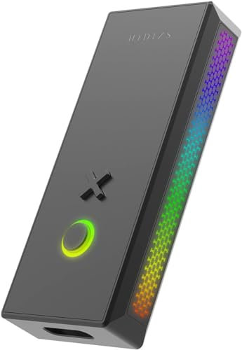 Hidizs S10 Kopfhörer-Verstärker mit einseitigem und symmetrischem MQA-Dongle, MQA 16X, DSD256, tragbarer Audio-Dekodierungsverstärker mit RGB-LED-Licht für Android, Windows, Mac OS, iPad OS, iOS