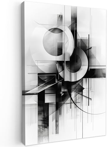 MuchoWow© Bild auf Leinwand 60x90 cm Schlafzimmer Bilder Badezimmer Wand Deko Wohnzimmer Moderne Wanddeko Bilderwand Geschenk Abstrakt - Kunst - Modern - Schwarz und weiß