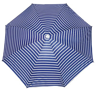 SUN & SURF Parasol de plage inclinable système Safe and STABLE avec protection solaire UPF50+, 180 cm, inclinable et coupe-vent, Multicolore - bleu, 180 CM