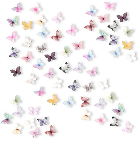 100 Stück Mikro Schmetterling Resin, Bunte Schmetterlinge Miniatur Deko, Miniatur Puppenhaus Zubehör, Miniaturgärten, Kunsthandwerk, Nagelkunst-Dekorationen