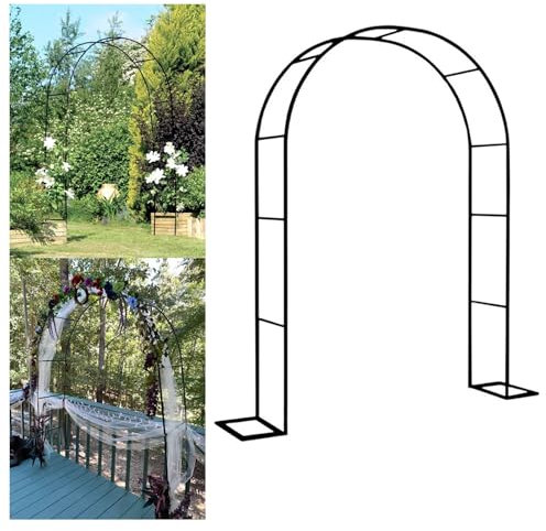 Metal Arche Jardin, Treillis D'arc De Rose En Métal, Arc De Rose, Gazebo En Arc De Mariage pour Roses Et Plantes Grimpantes, Décoration De Jardin Résistante Aux Intempéries(Black,1.8x2.2x0.4m)