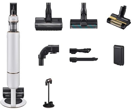 Samsung Bespoke Jet PLUS Pet Cordless Stick Vacuum Cleaner, Max 210 W Suction Power, With Auto Empty Built in Cleanstation, Misty White